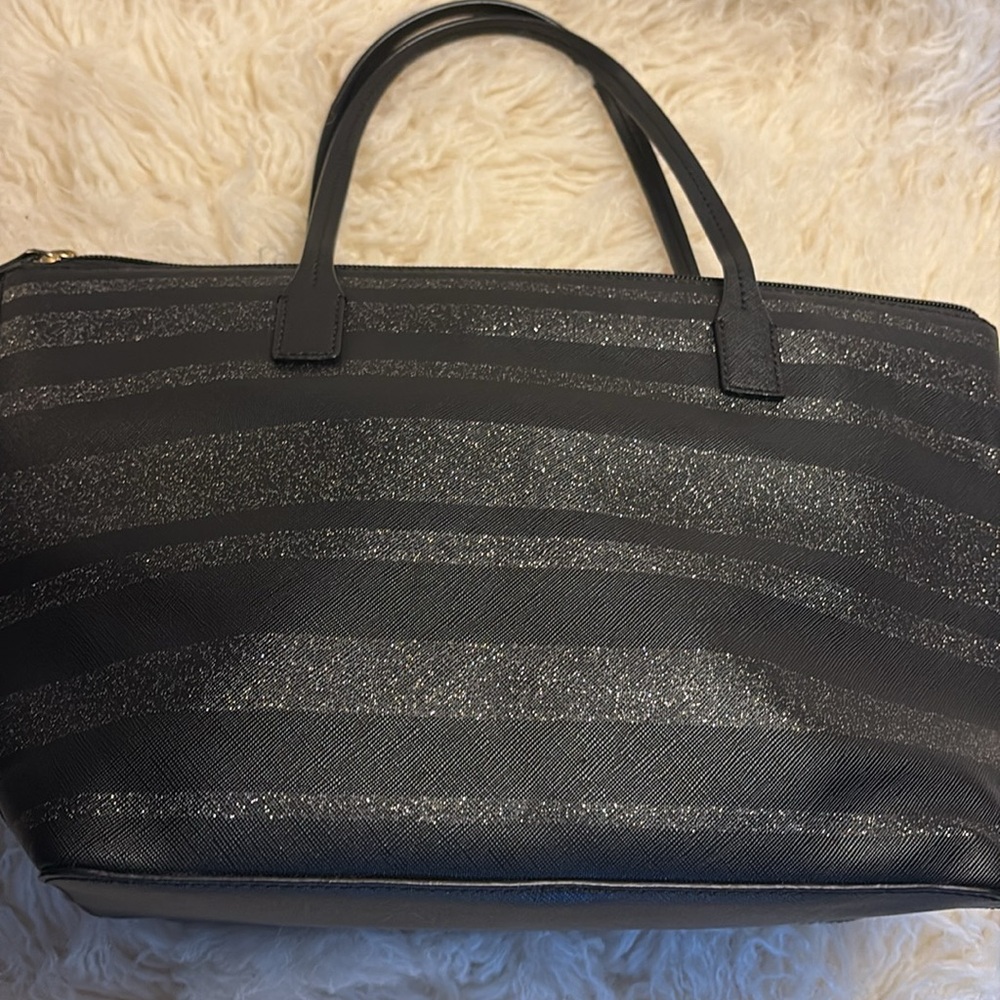Kate Spade New York 2 piece. Sparkle Stripe Bag and Slim Black Matching Wallet. - Picture 6 of 17